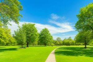 lindo panorama parque com árvores e Sol. colorida folhagem dentro a parque. pró foto