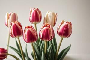 Primavera tulipa flores dentro uma linha. ai gerado foto