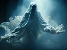 assustador fantasma em Sombrio fundo foto