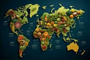 gráfico Comida mapa frutas. gerar ai foto