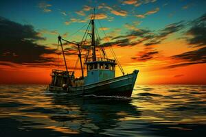 oceânico pescaria barco. gerar ai foto
