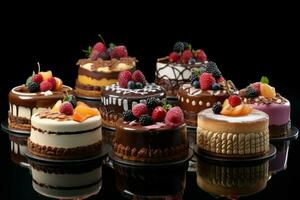 diversificado deserto bolos variado. gerar ai foto