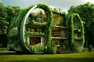 Inovativa eco verde casa. gerar ai foto