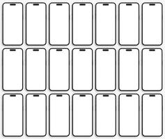 conjunto do Smartphone 14 pró brincar tela em a branco fundo com sombra efeito para ui ux aplicativo apresentação brincar. foto