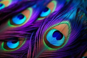 macro imagens revelador a tirar o fôlego matizes e detalhes do pavão plumas foto