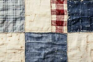 detalhado patchwork tecido padronizar a partir de uma têxtil fábrica isolado em uma branco fundo foto