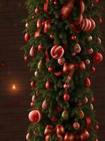 Visão do belas decorado Natal árvore. generativo ai. livre estoque foto