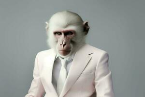 macaco branco terno escritório. gerar ai foto