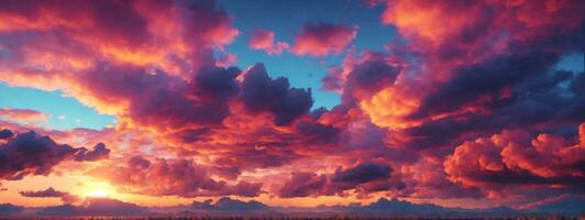 fundo do colorida céu conceito dramático pôr do sol com crepúsculo cor céu e nuvens. ai gerado foto