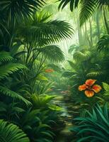 tropical selva fundo ai gerado foto