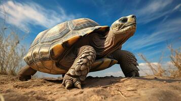 foto do uma tartaruga debaixo azul céu. generativo ai