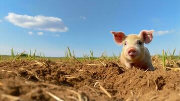 foto do uma porco dentro a fazenda. generativo ai