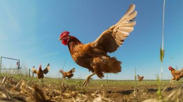 foto do uma aves de capoeira dentro a fazenda. generativo ai