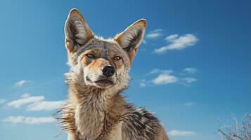 foto do uma chacal debaixo azul céu. generativo ai