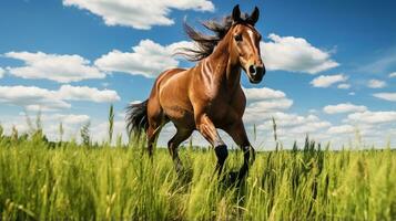 foto do uma cavalo dentro a fazenda. generativo ai