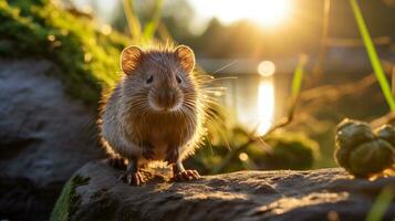 fechar-se foto do uma ratazana olhando dentro seus habitat. generativo ai