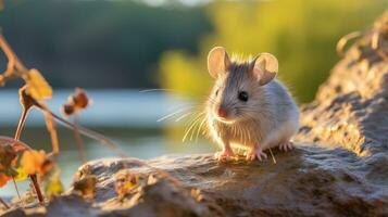 fechar-se foto do uma espinhoso rato olhando dentro seus habitat. generativo ai