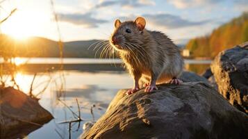 fechar-se foto do uma rato olhando dentro seus habitat. generativo ai