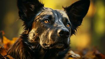 fechar-se foto do uma africano selvagem cachorro olhando qualquer direção em selva. generativo ai