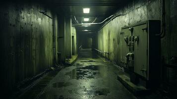 nuclear bunker Entrada escondido subterrâneo. generativo ai foto