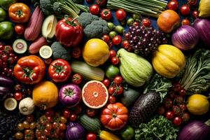 legumes e frutas fundo.. ai gerado foto