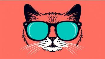 gato com de grandes dimensões óculos. generativo ai foto