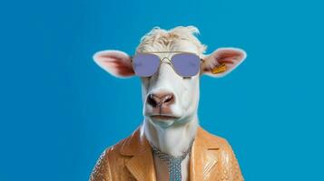 generativo ai, legal vaca elegante bovino dentro à moda tons foto