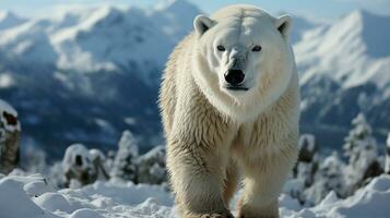 ártico majestade polar Urso dentro neve floresta foto