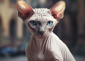 lindo foto sphynx gato conceito, contemporâneo natural e humor social fundo. generativo ai