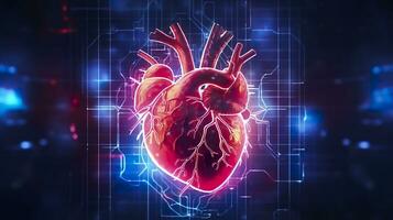 humano coração com cardiograma para médico coração saúde Cuidado fundo, ai generativo foto