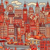 ilustração do rabisco Londres paisagem urbana dentro desenho animado foto