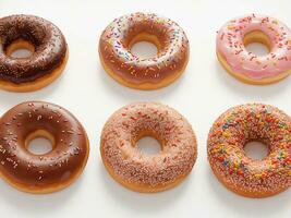 rosquinhas em branco fundo. generativo ai foto