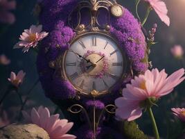 fada relógio flor. generativo ai foto