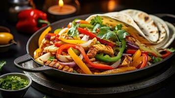 foto do vegetal fajitas Como uma prato dentro uma sofisticado restaurante. generativo ai