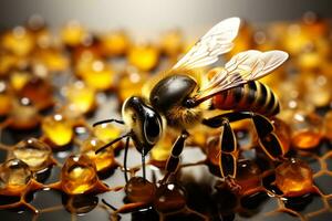 sutil minimalista expressão do uma ocupado colmeia destacando a intrincado abelha dinâmica foto