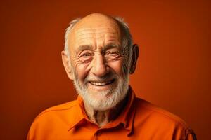 idosos homem sorrir alegremente em bokeh estilo fundo foto