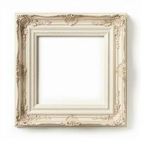 esvaziar vintage branco madeira quadrado quadro, Armação isolado em branco fundo para parede arte brincar, generativo ai foto