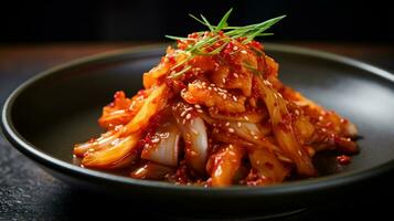 foto do Kimchi Como uma prato dentro uma sofisticado restaurante. generativo ai