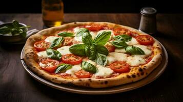 foto do margherita pizza Como uma prato dentro uma sofisticado restaurante. generativo ai