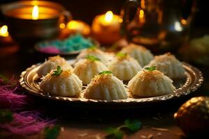 culinária herança caseiro coco dumplings, tradicionalmente cozido no vapor, simbolizar festivo alegria e sabor ai gerado foto