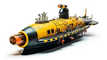 exibindo uma 3d miniatura submarino. generativo ai foto