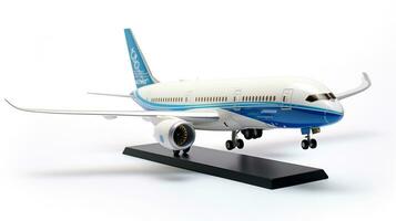 exibindo uma 3d miniatura boeing 787 delineador dos sonhos. generativo ai foto