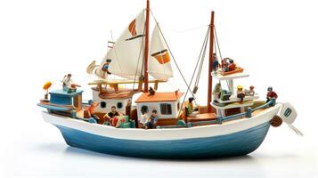 exibindo uma 3d miniatura barco. generativo ai foto