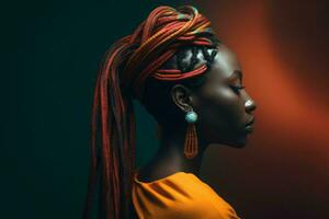tranças senegalês mulher cabeça. gerar ai foto