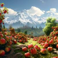 grande quantidade do vermelho maçã árvores jardim Caxemira fantasia lindo fundo foto