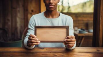 empreendedorismo. pessoa segurando esvaziar placa foto