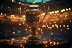 campo do vitória, futebol arena adornado de a Prestigiado campeonato troféu ai gerado foto