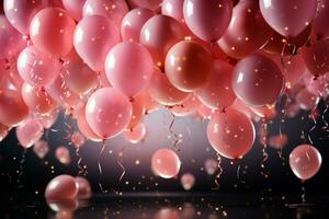 caprichoso Rosa balão padronizar decora uma animado festa debaixo cintilante estrelas. ai gerado foto