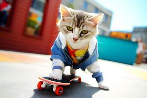 engraçado gatinho vestindo hip-hop roupas gerado ai foto