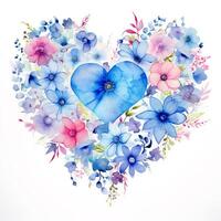 aguarela lindo flores formando coração amor floral clipart foto